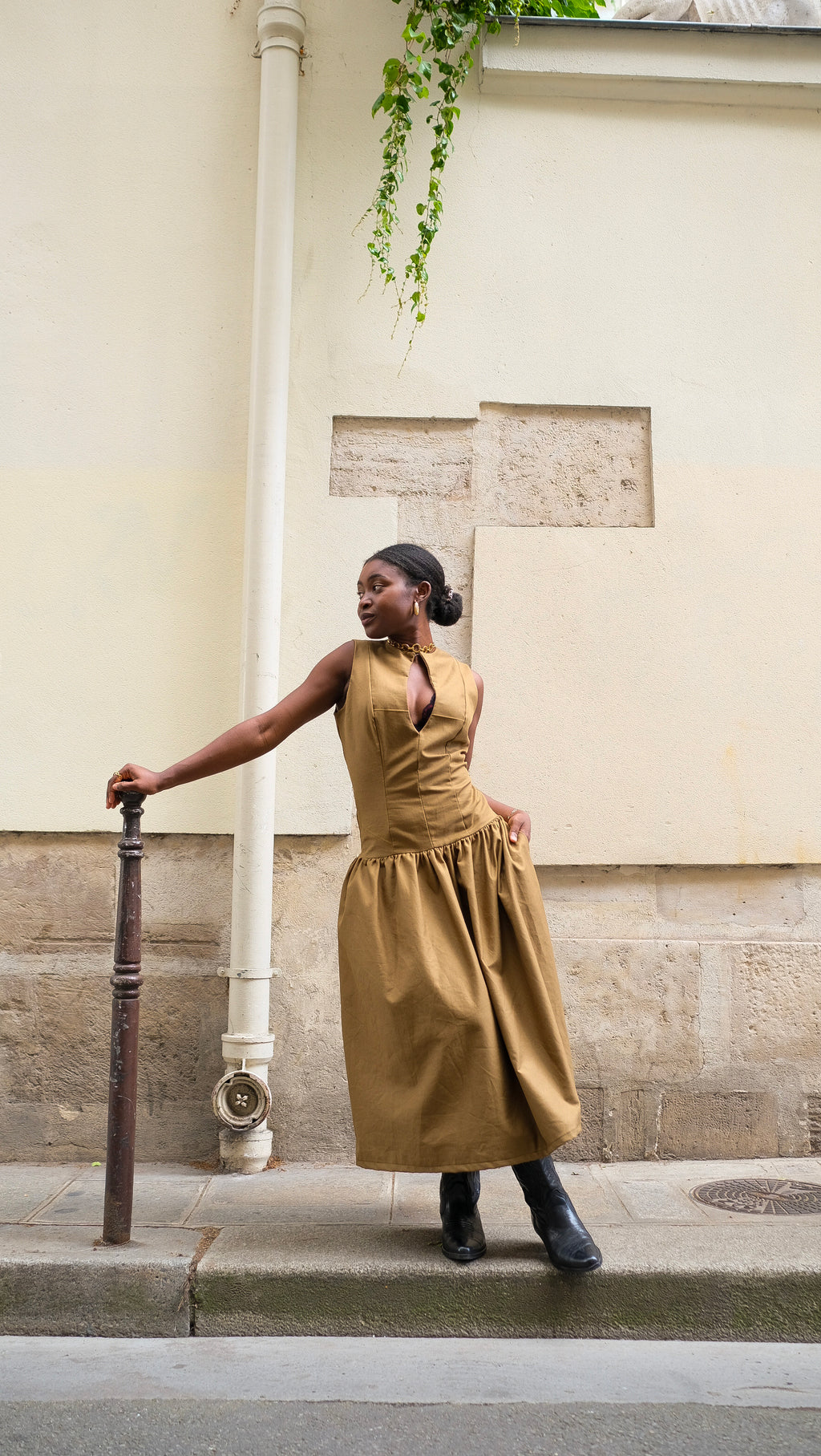 La robe midi LOUISE kaki