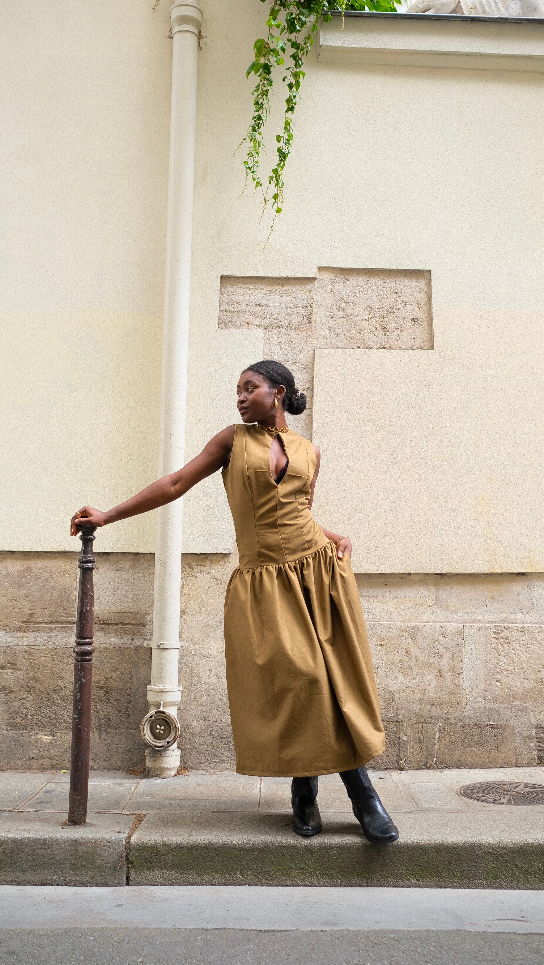 La robe midi LOUISE kaki
