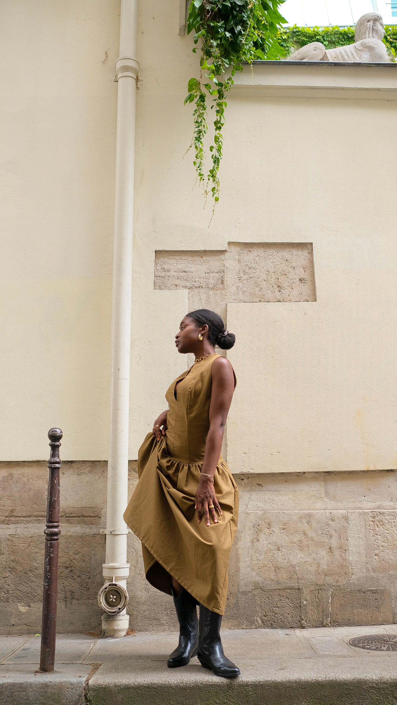 La robe midi LOUISE kaki