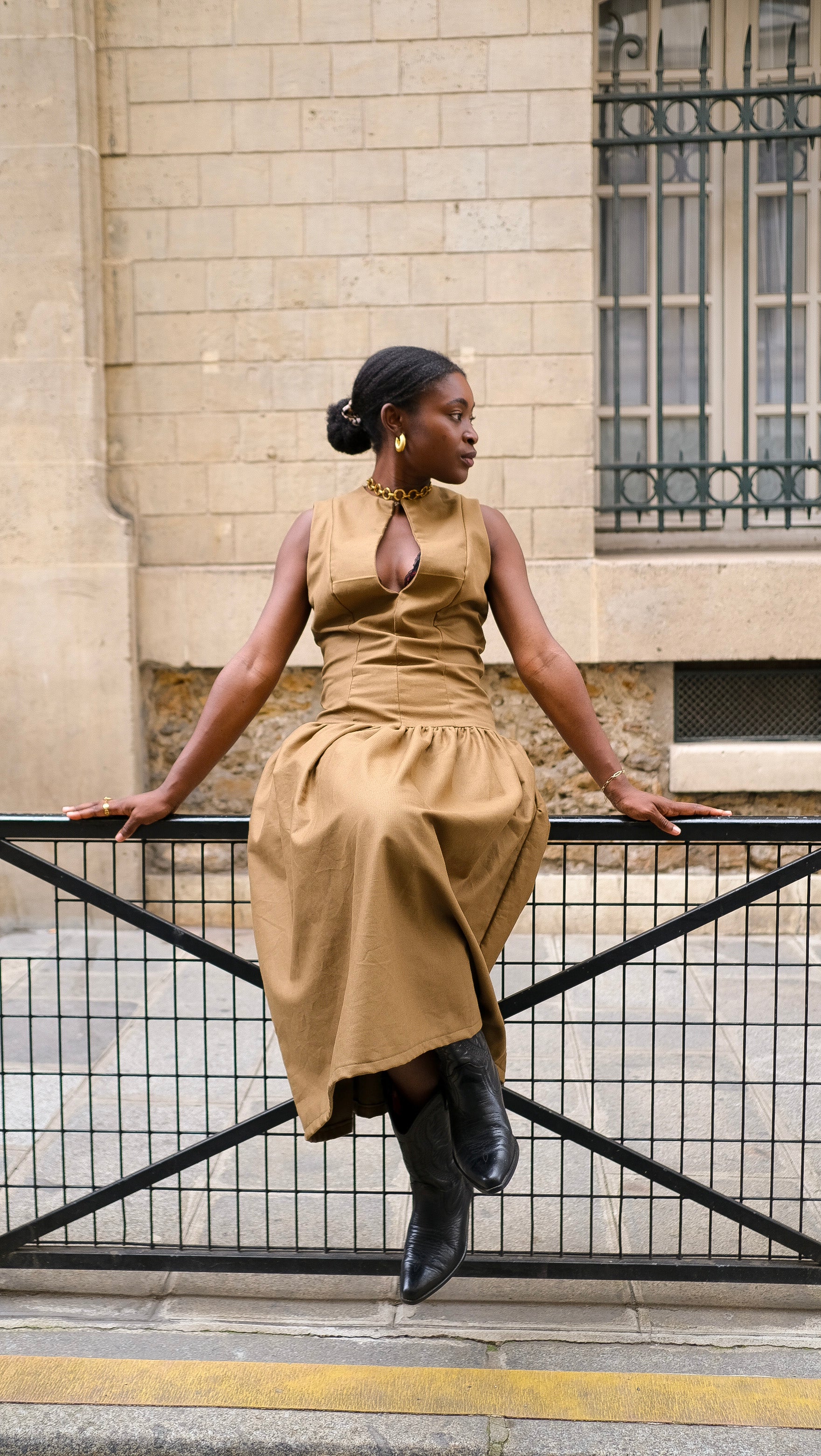 La robe midi LOUISE kaki