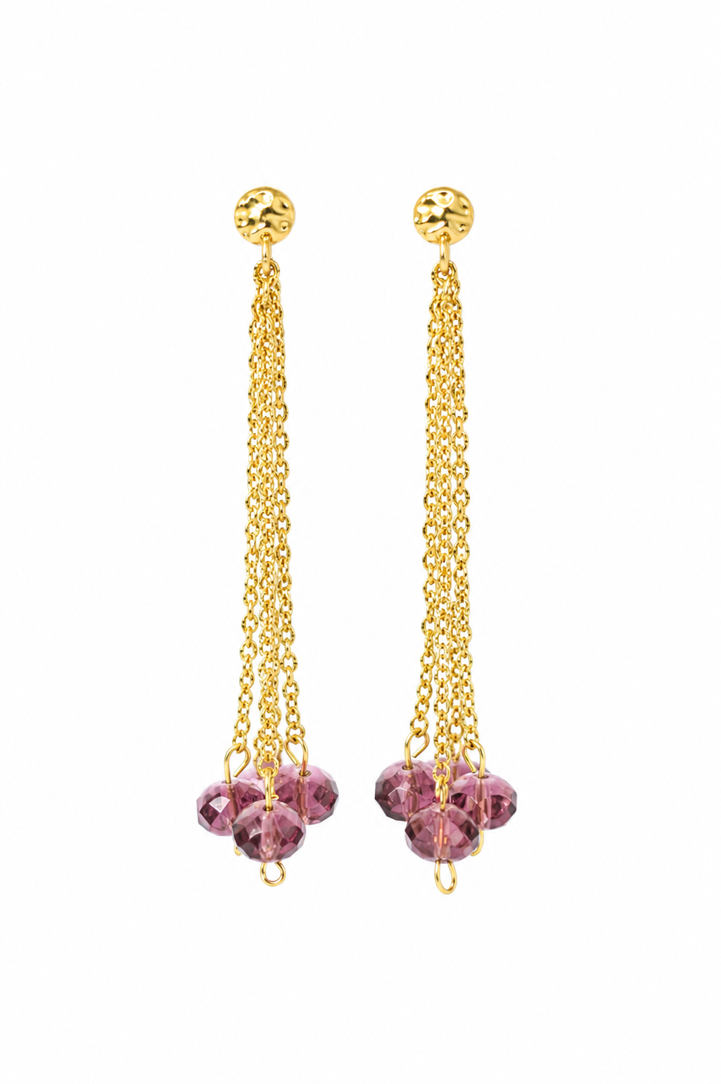Les boucles d'oreilles perles bohème violine — EMILY