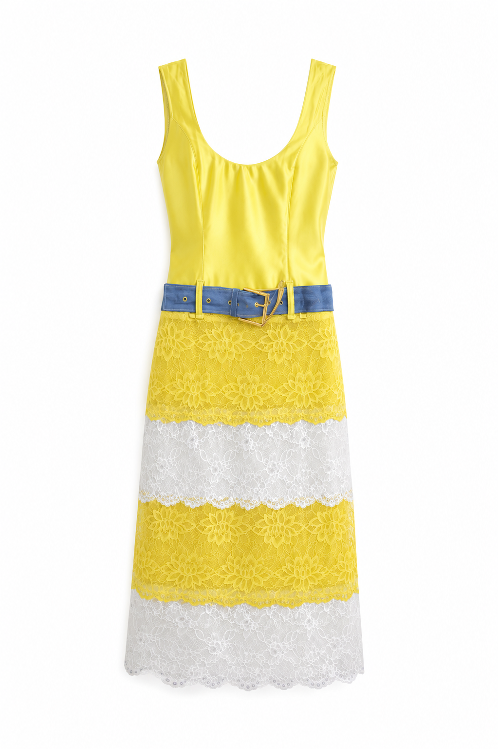 Robe longue cocktail en sain et dentelle — BRITNEY