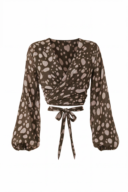 Blouse cache-coeur manche bouffante motif bambi — GENESSY