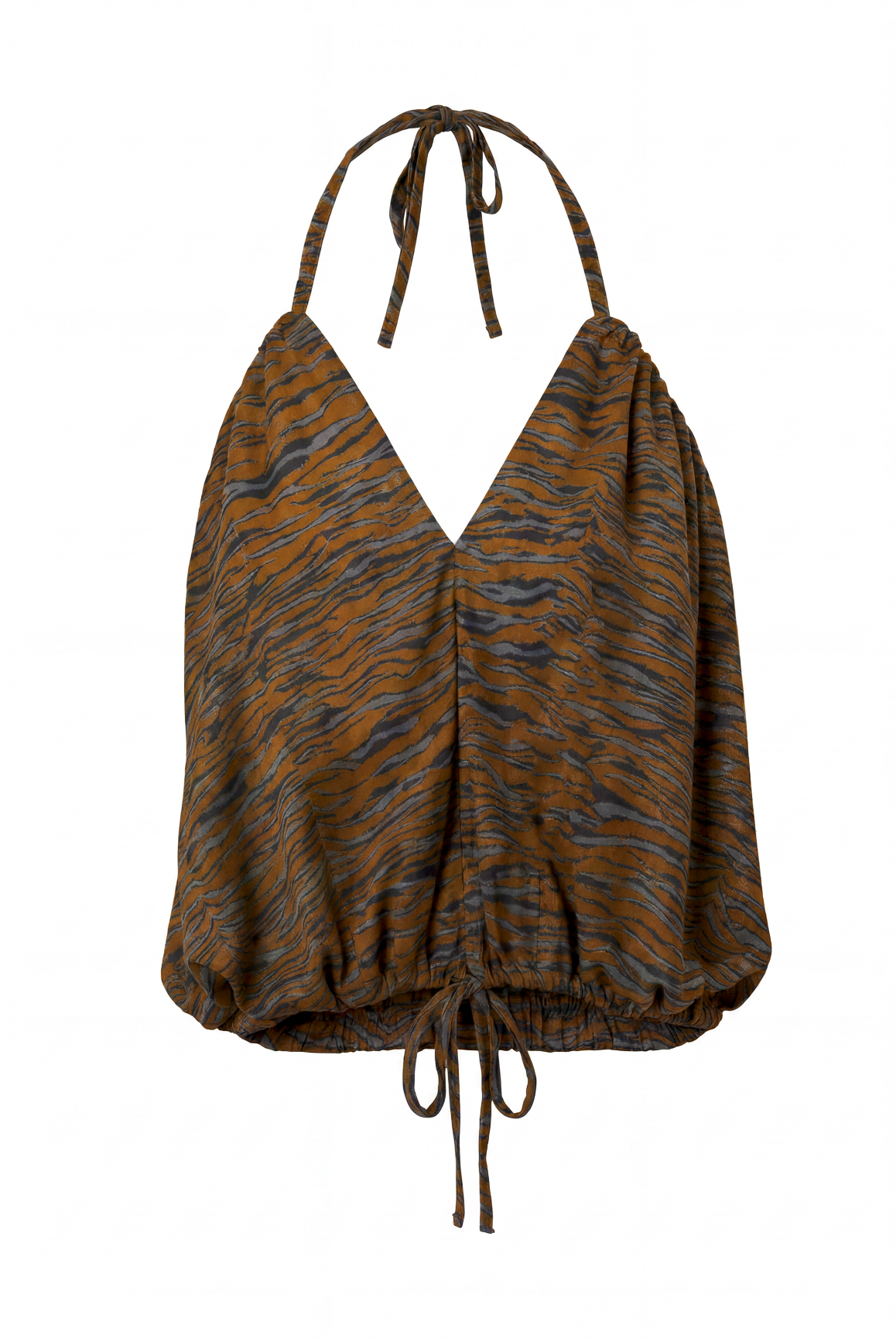 Top dos nu col V avec motif tigre