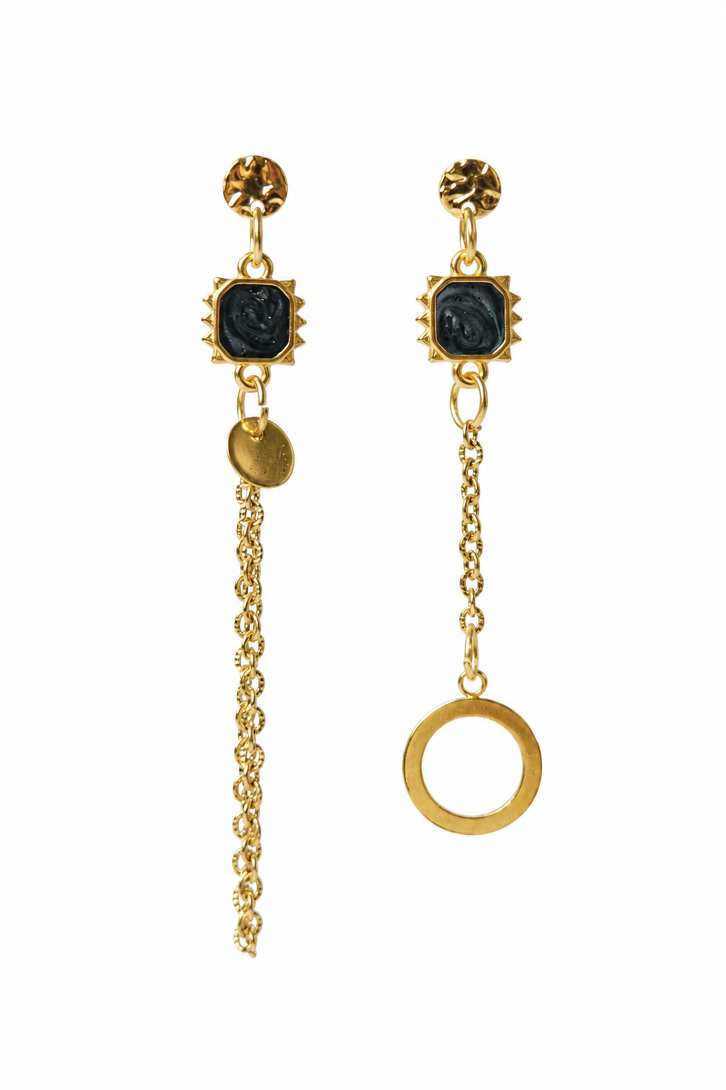 Boucles d'oreilles asymétriques noir — GABIN