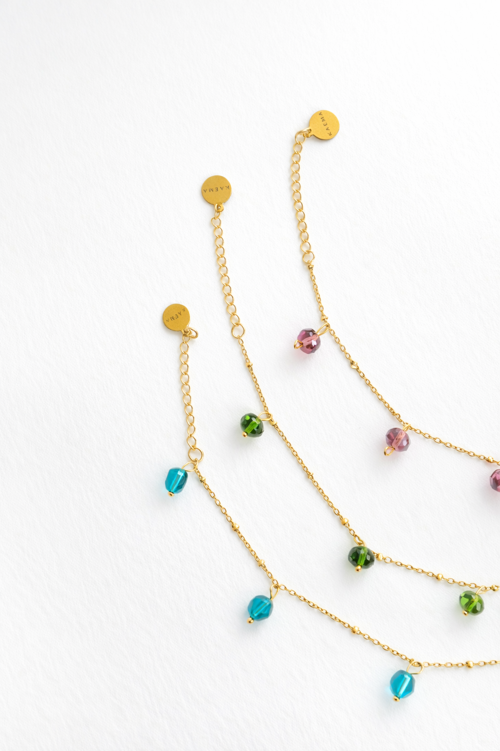 Fine gold-plated chain bracelet with bohemian beads — AMORY