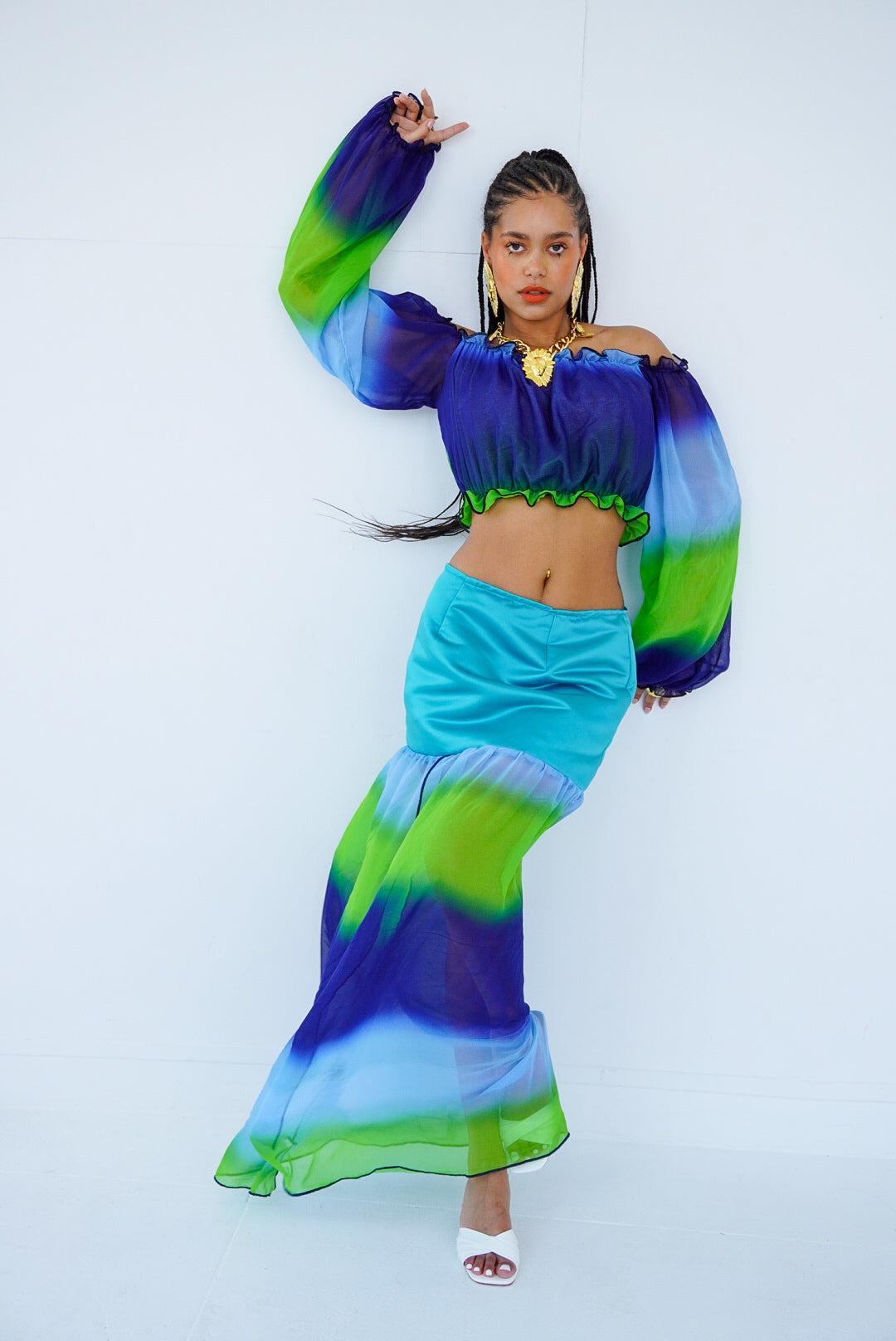 Crop top avec col bateau effet tie & dye — IMANY