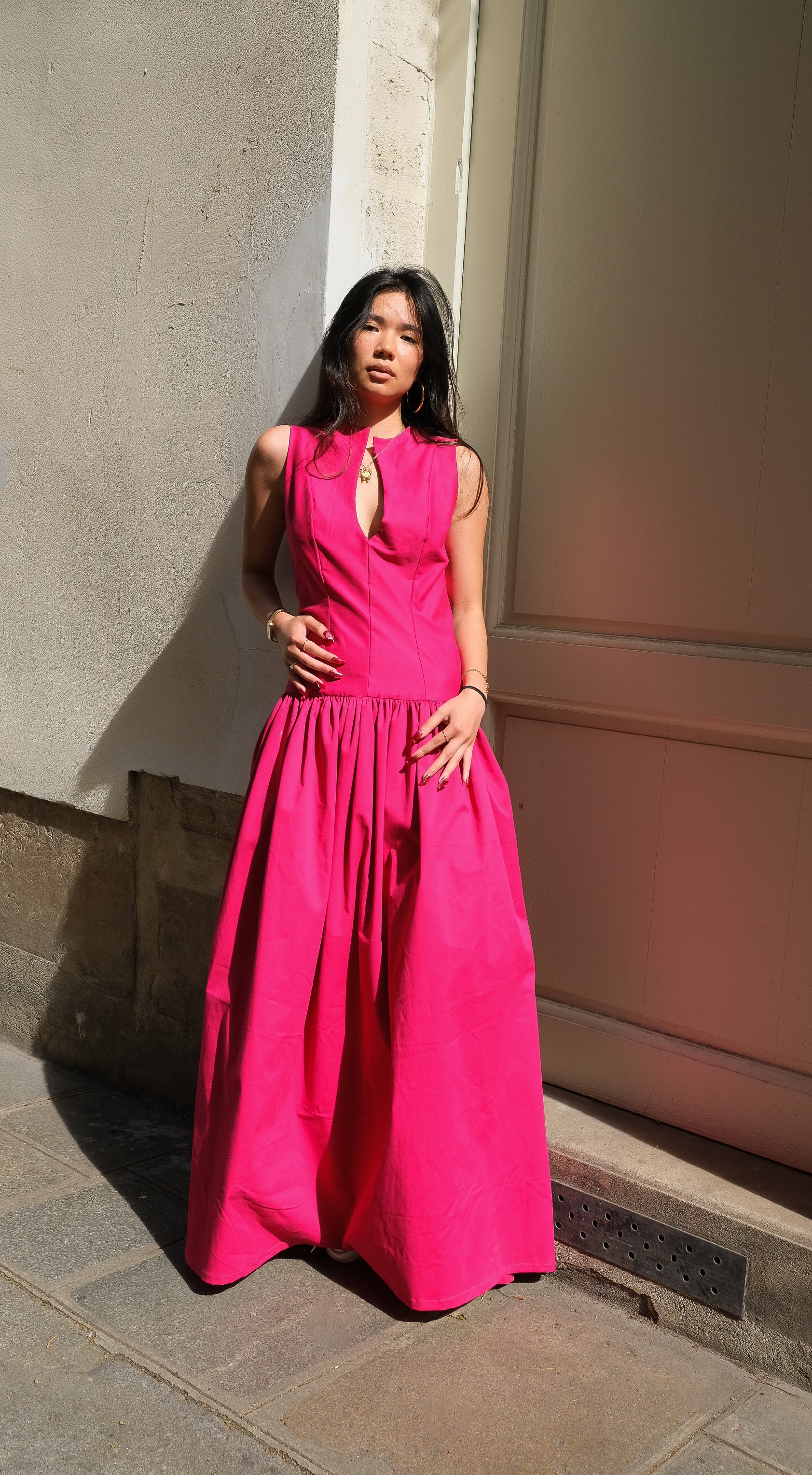 La robe longue LOUISE fuchsia