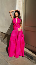 La robe longue LOUISE fuchsia