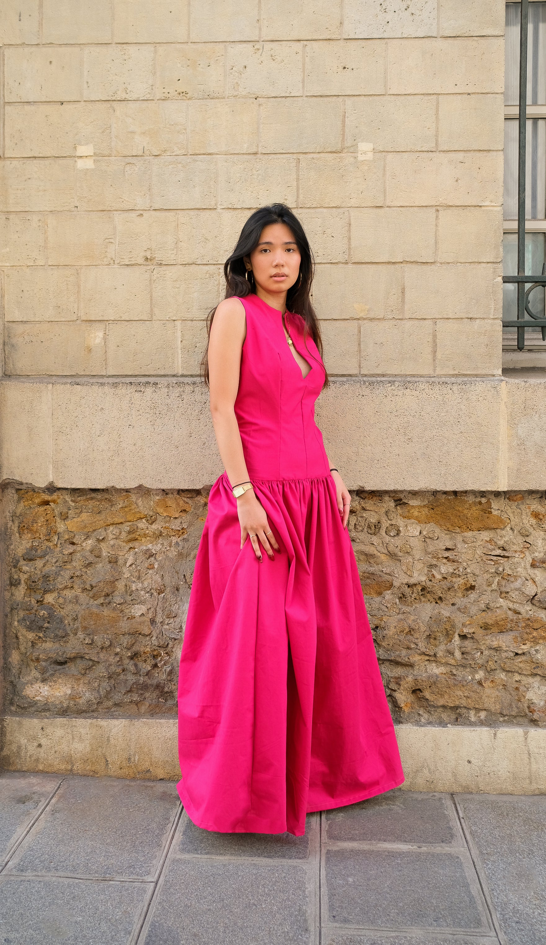 La robe longue LOUISE fuchsia