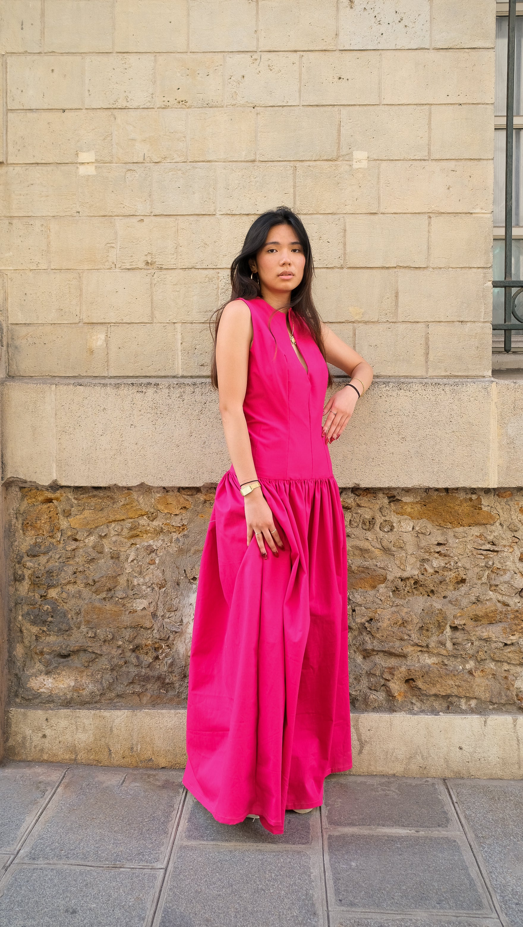 La robe longue LOUISE fuchsia