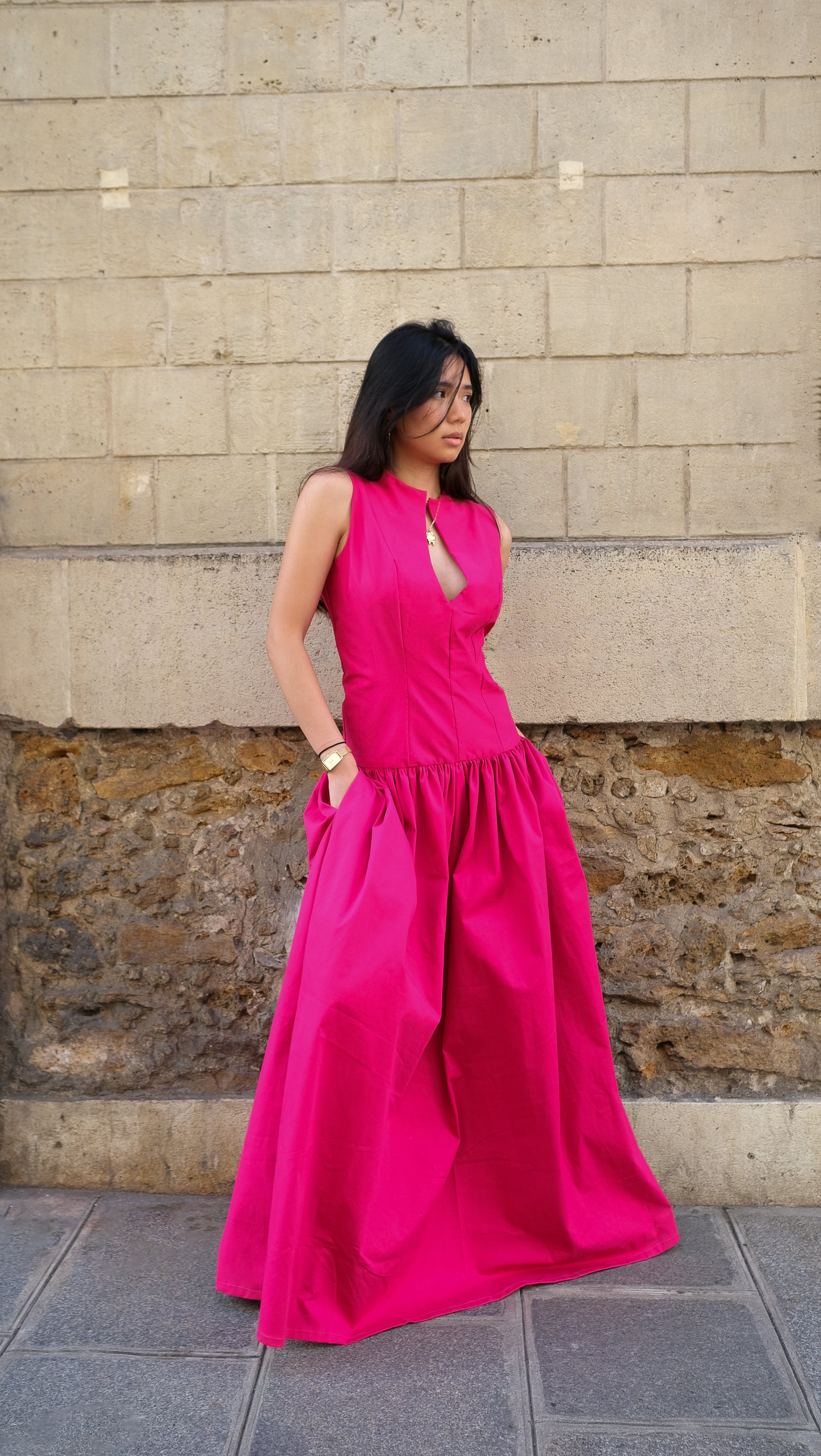 La robe longue LOUISE fuchsia