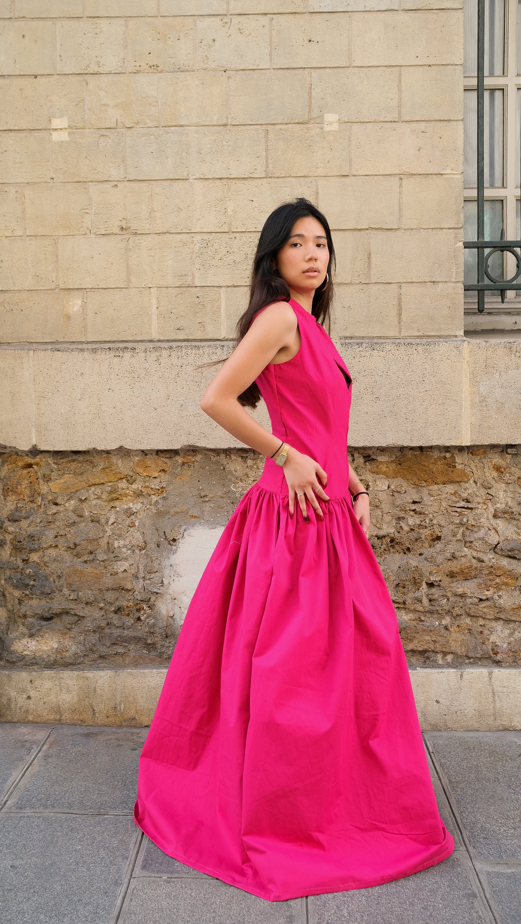 La robe longue LOUISE fuchsia