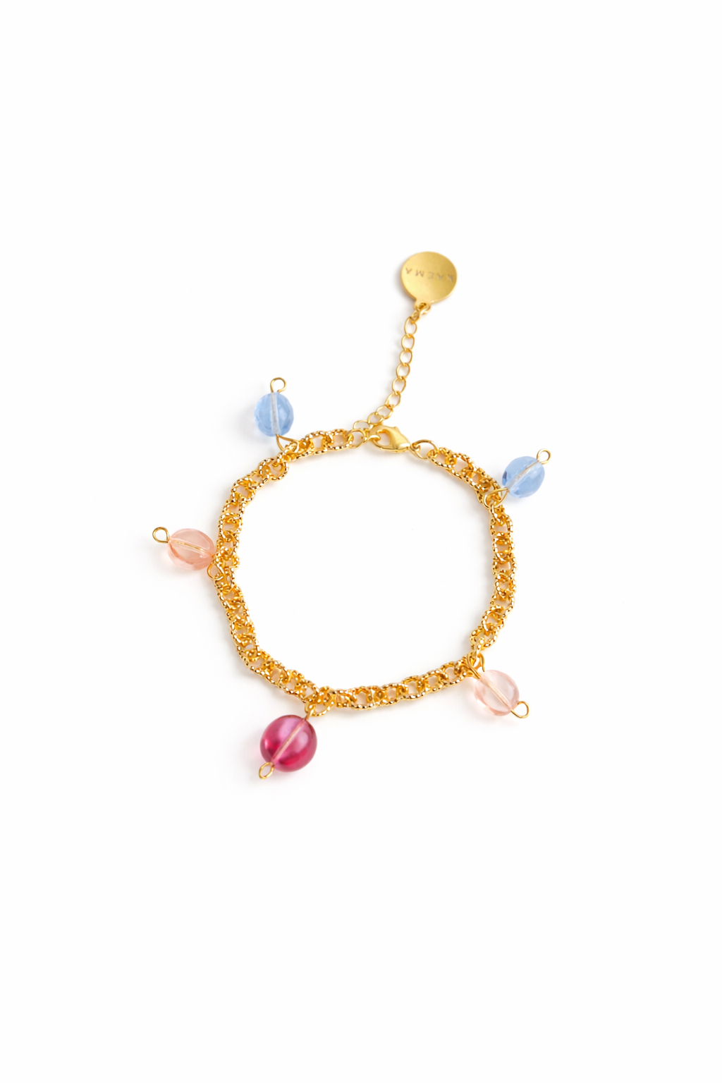 Gold oval chain bracelet with bohemian beads — AMORA
