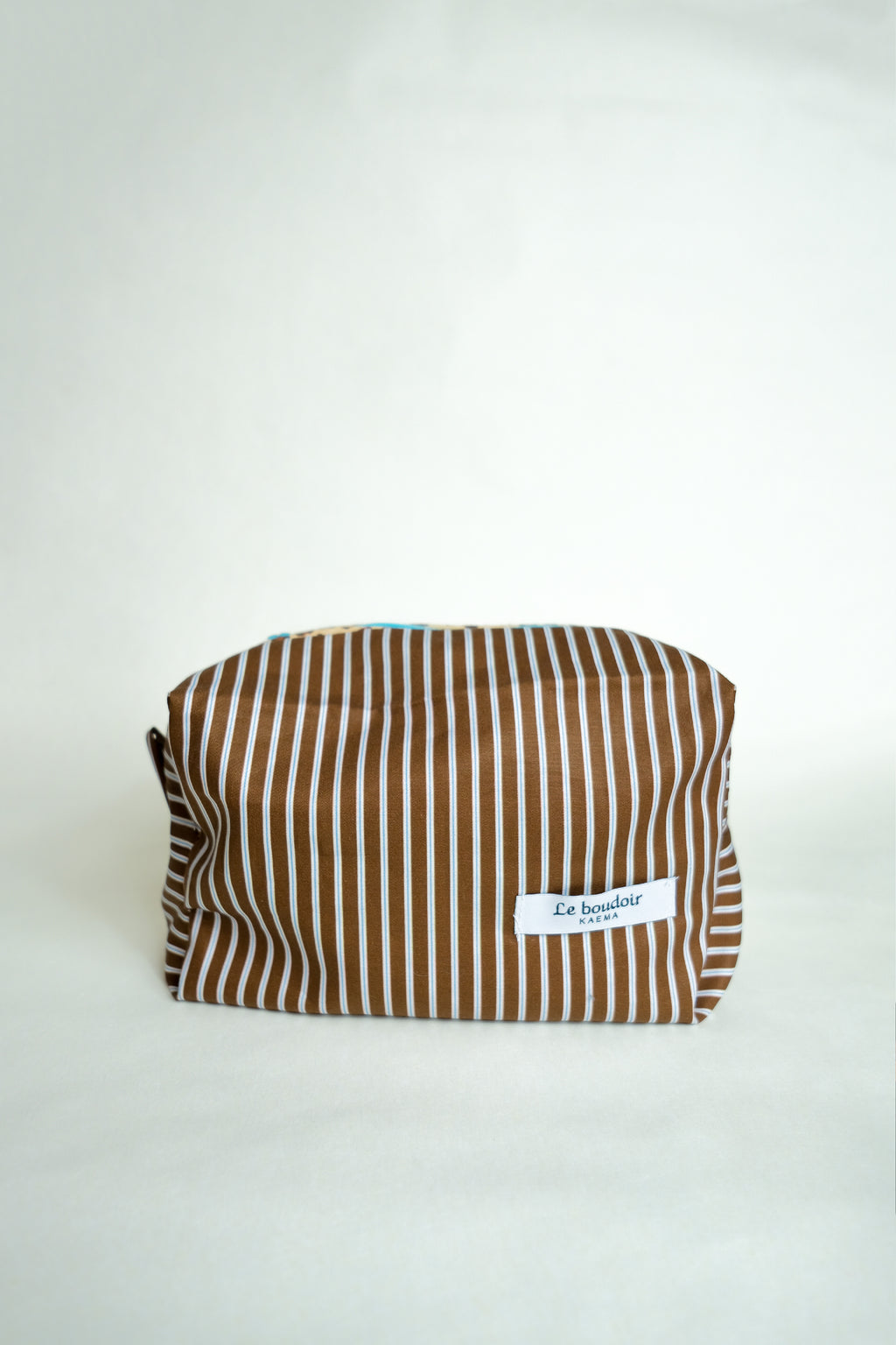 La beauty case "rayure marron"