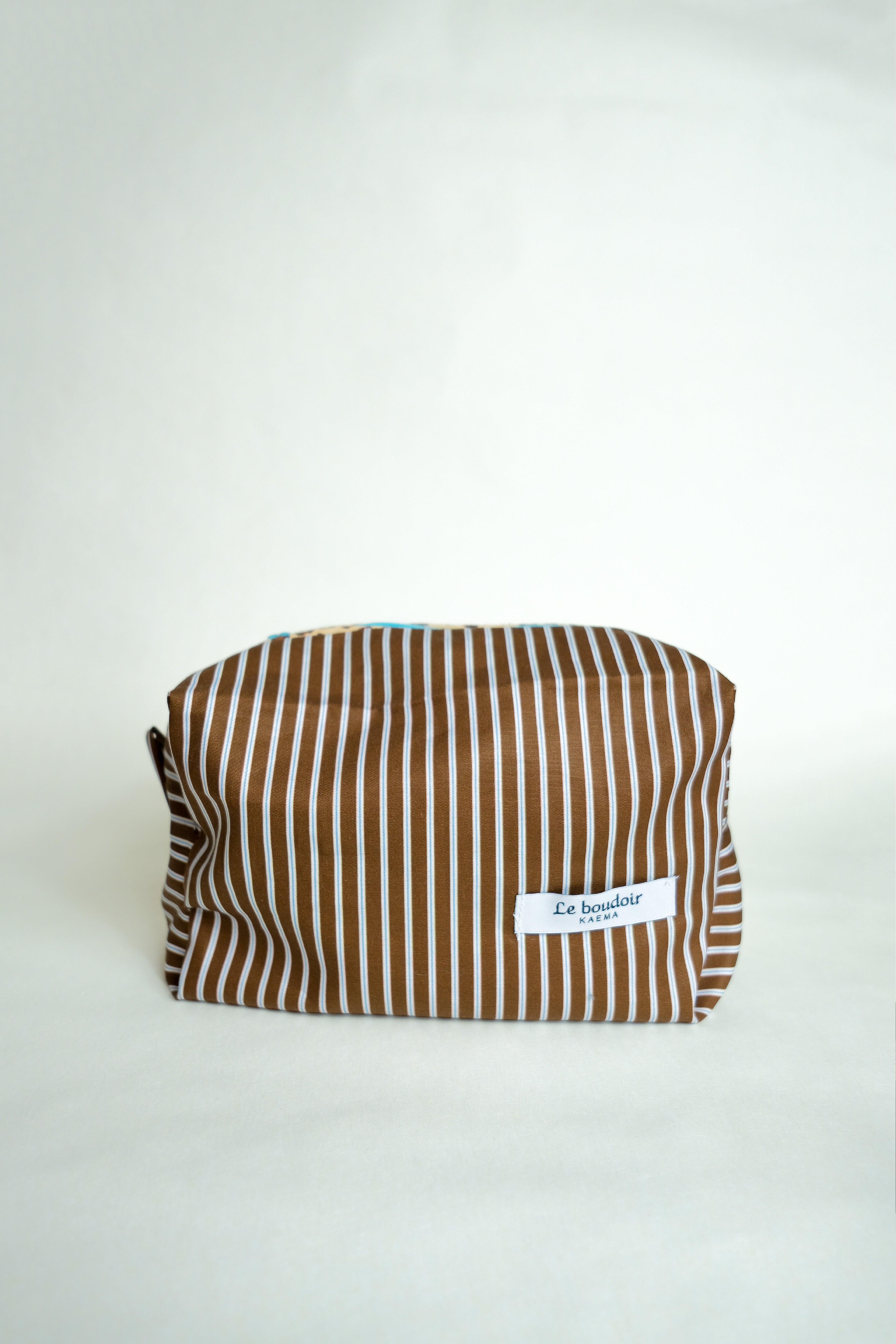 La beauty case "rayure marron"