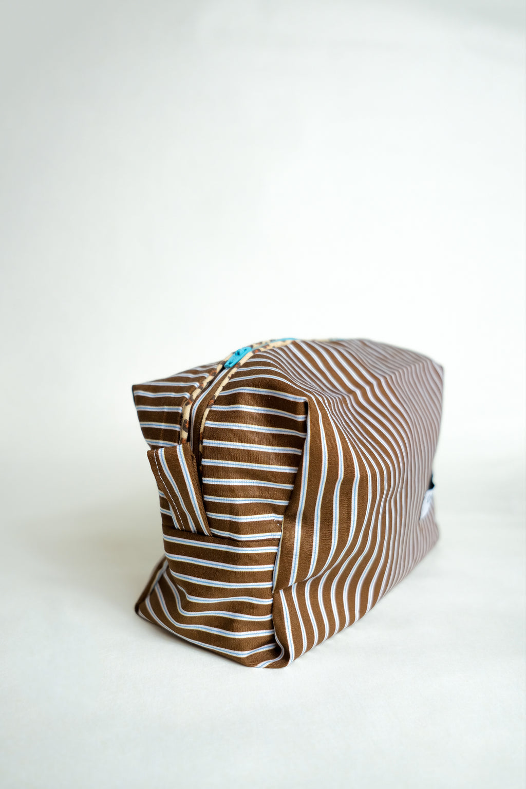 La beauty case "rayure marron"