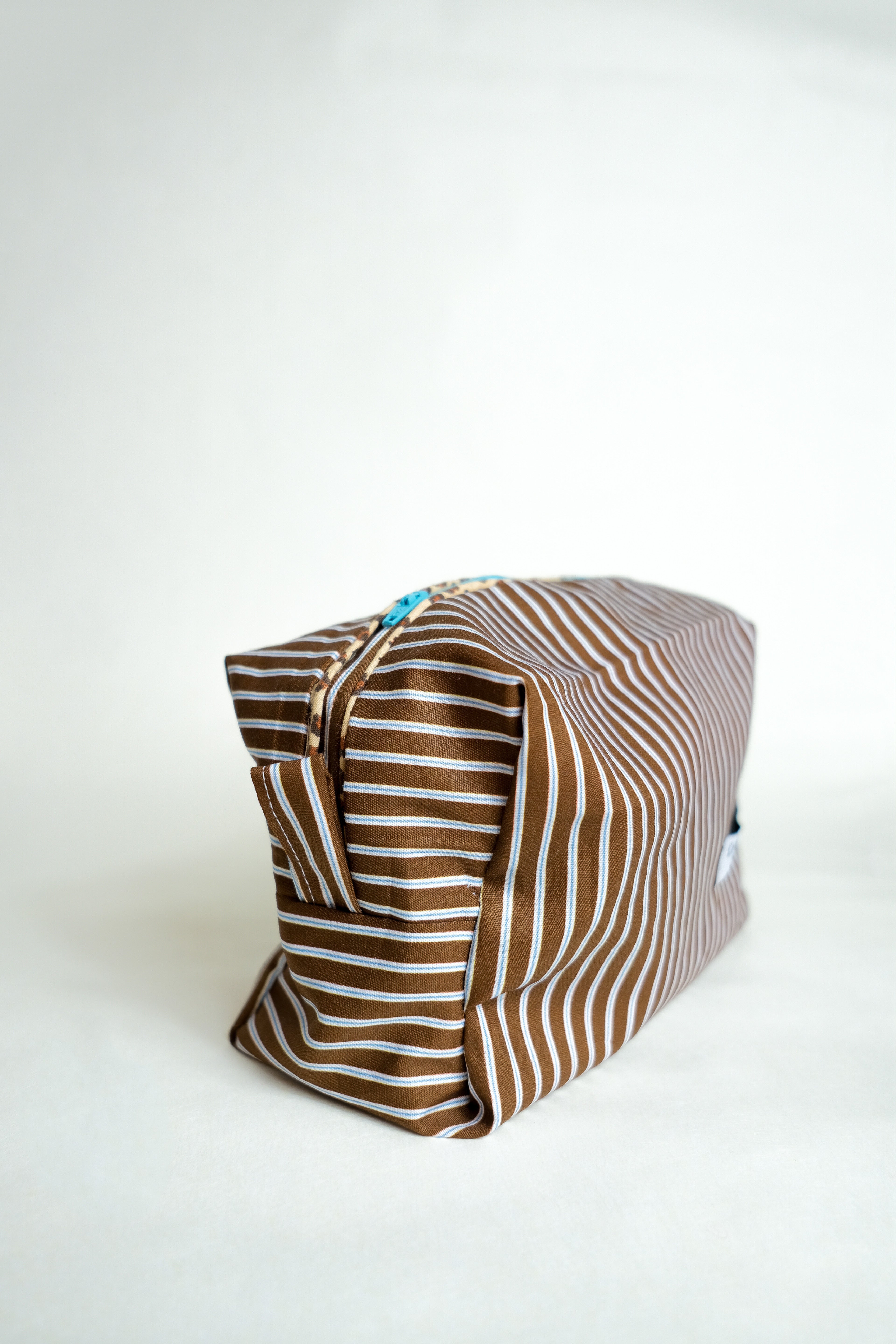 La beauty case "rayure marron"