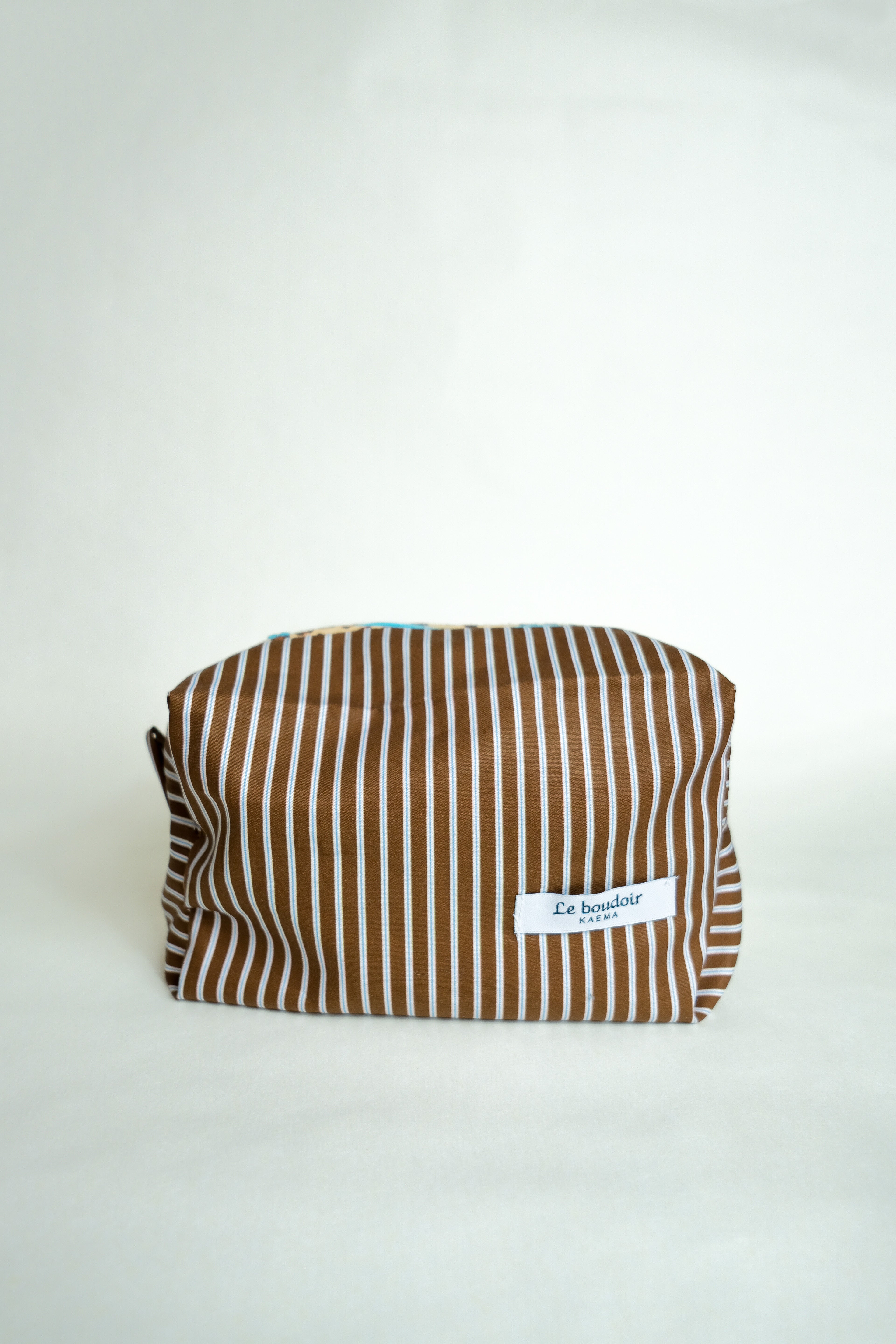 La beauty case "rayure marron"