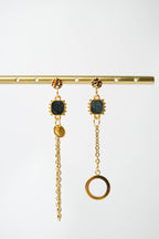 Les boucles d'oreilles asymétriques noir GABIN