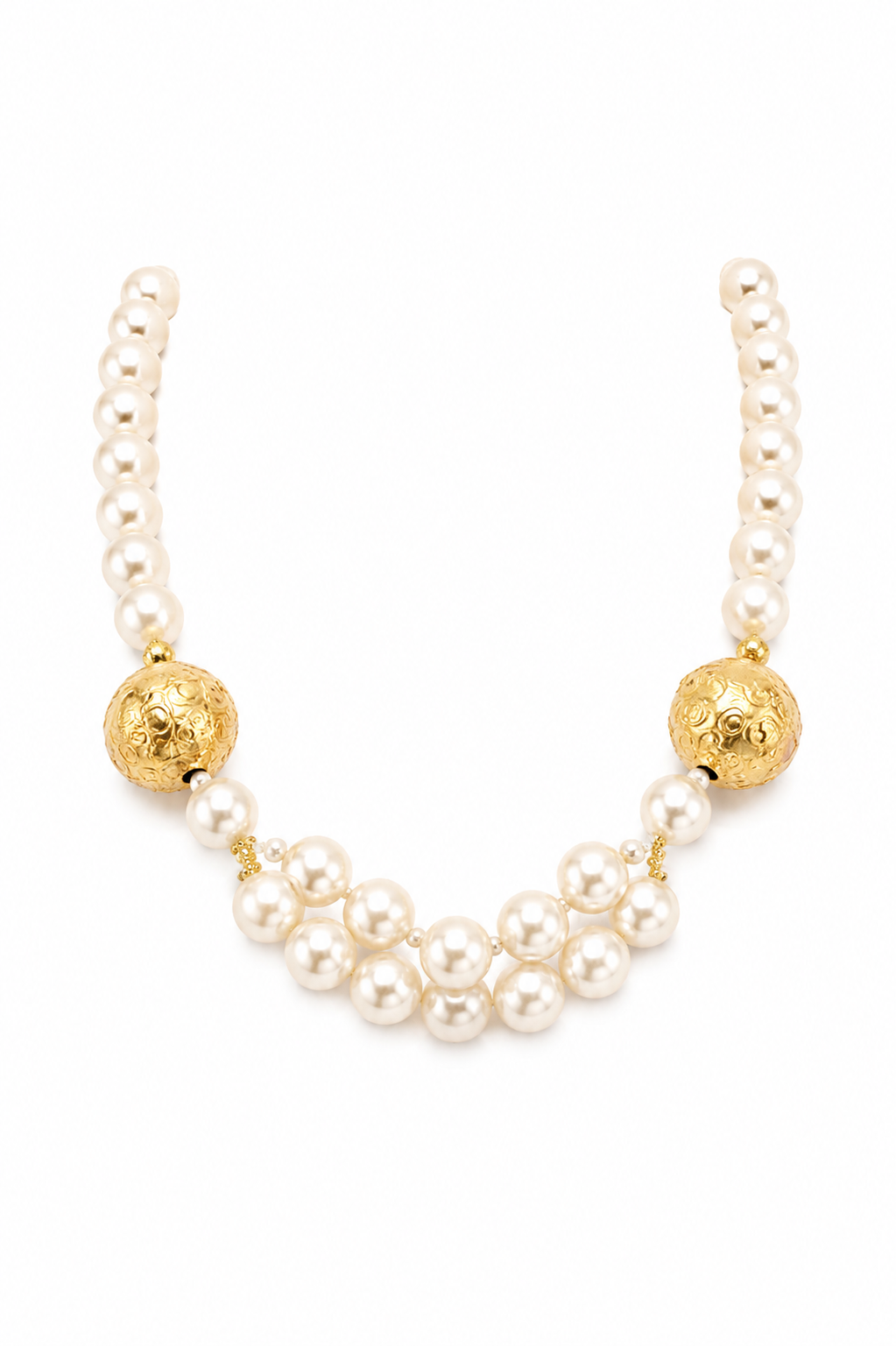 Collier chocker perles blanches et doré — POKOU