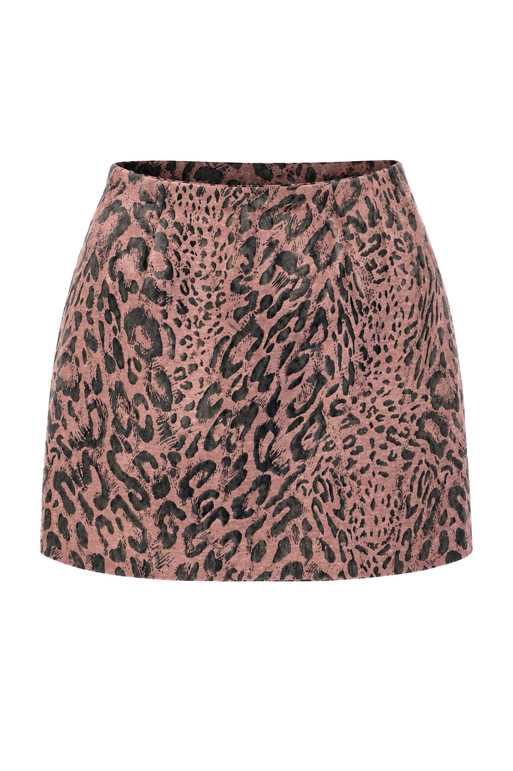 Jupe courte droite motif leopard rose — MINDY