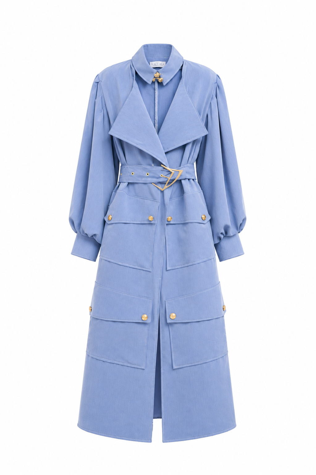 Trench long utilitaire avec manches bouffantes — AARON