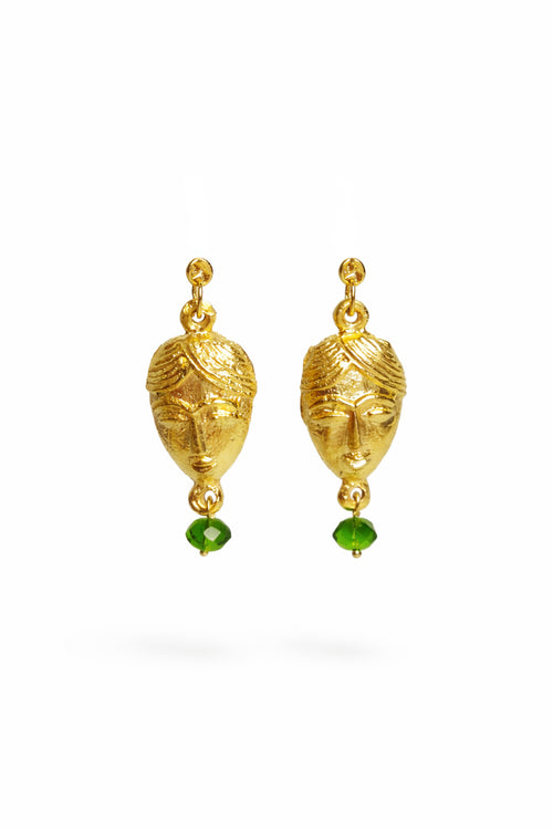 Boucles d'oreilles pendantes avec visage et perle — MADEY